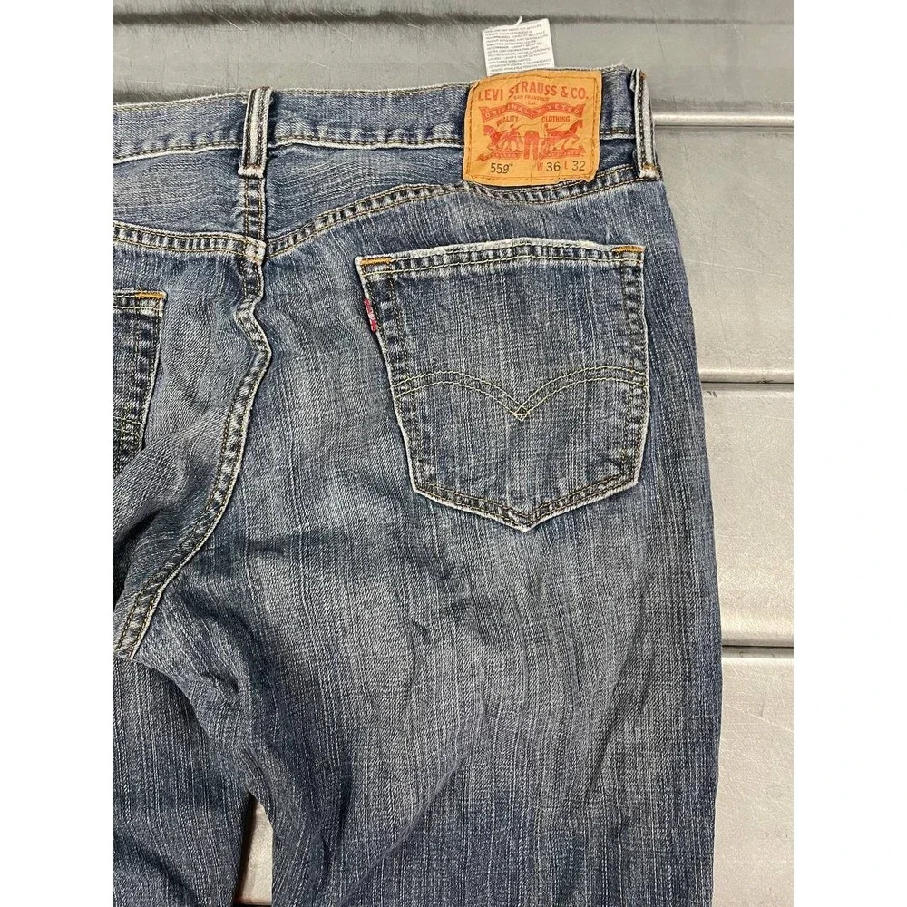 Levis‎ 559 Jeans Mens 36x32 Blue Medium Wash Denim Relaxed Straight
